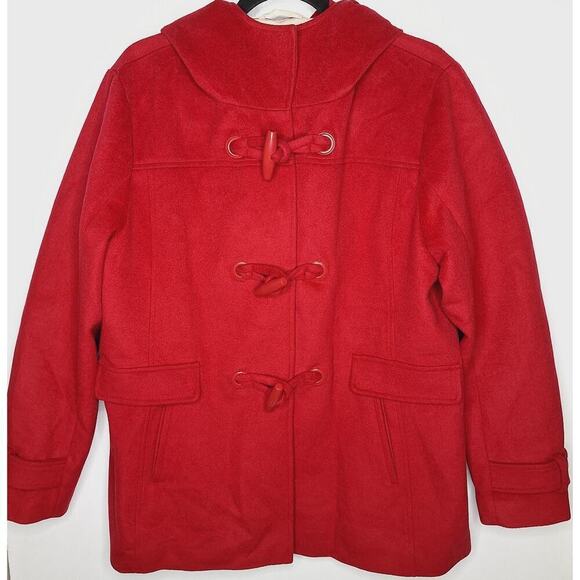 Pendleton Rosyln Women's XL Duffel Peacoat Hooded Wool Blend Coat Toggle Red - Picture 2 of 12